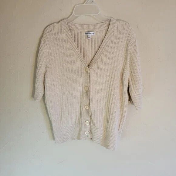 Croft & Barrow Sweaters - Croft & Barrow ribbed button down short sleeve sweater, size L